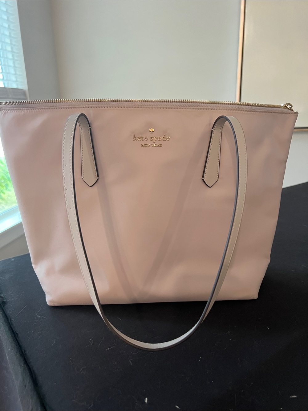kate spade Gray Nylon Tote with Gold Logo